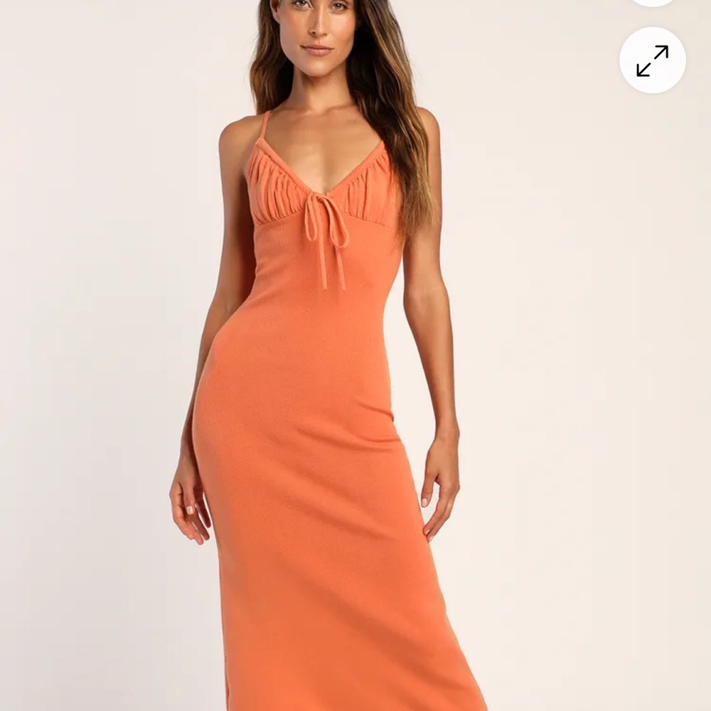 Lulus Orange Tie Front Maxi Sundress